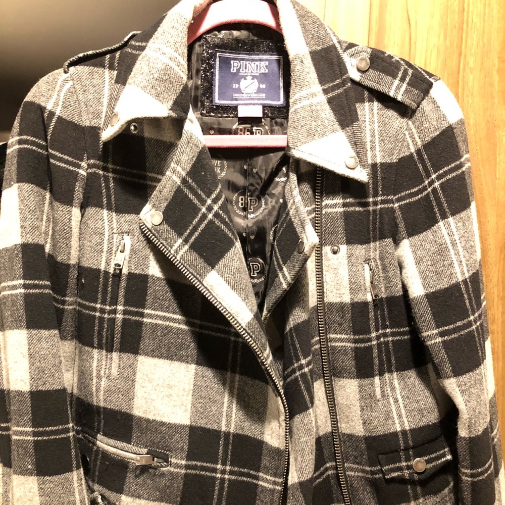 Checkered pea coat